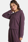 Rosaline Waffle Knit Cotton Crop Length Hoodie - Italian Plum — thumbnail 2